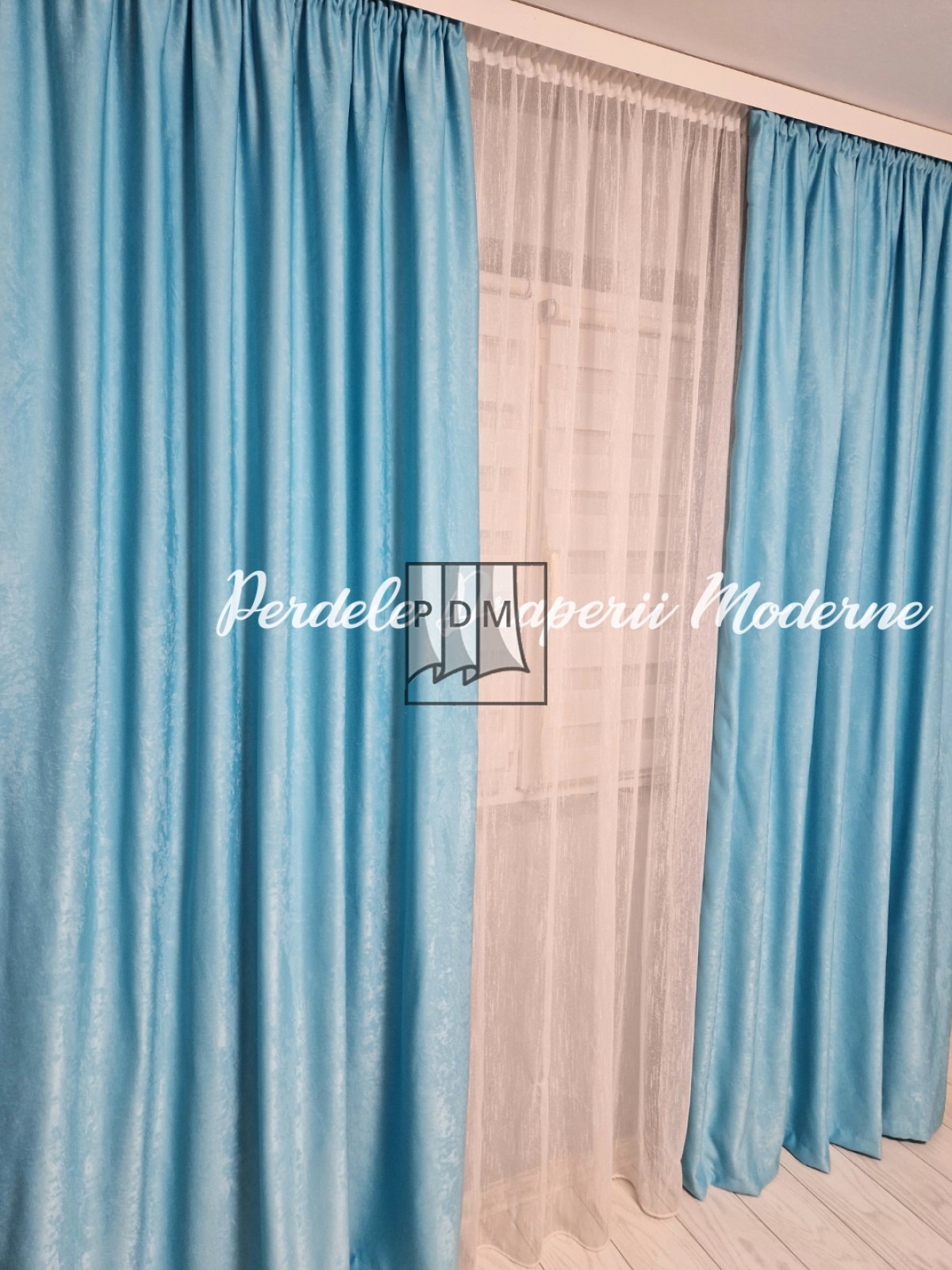 Draperie soft, turcoaz deschis imagine 3     