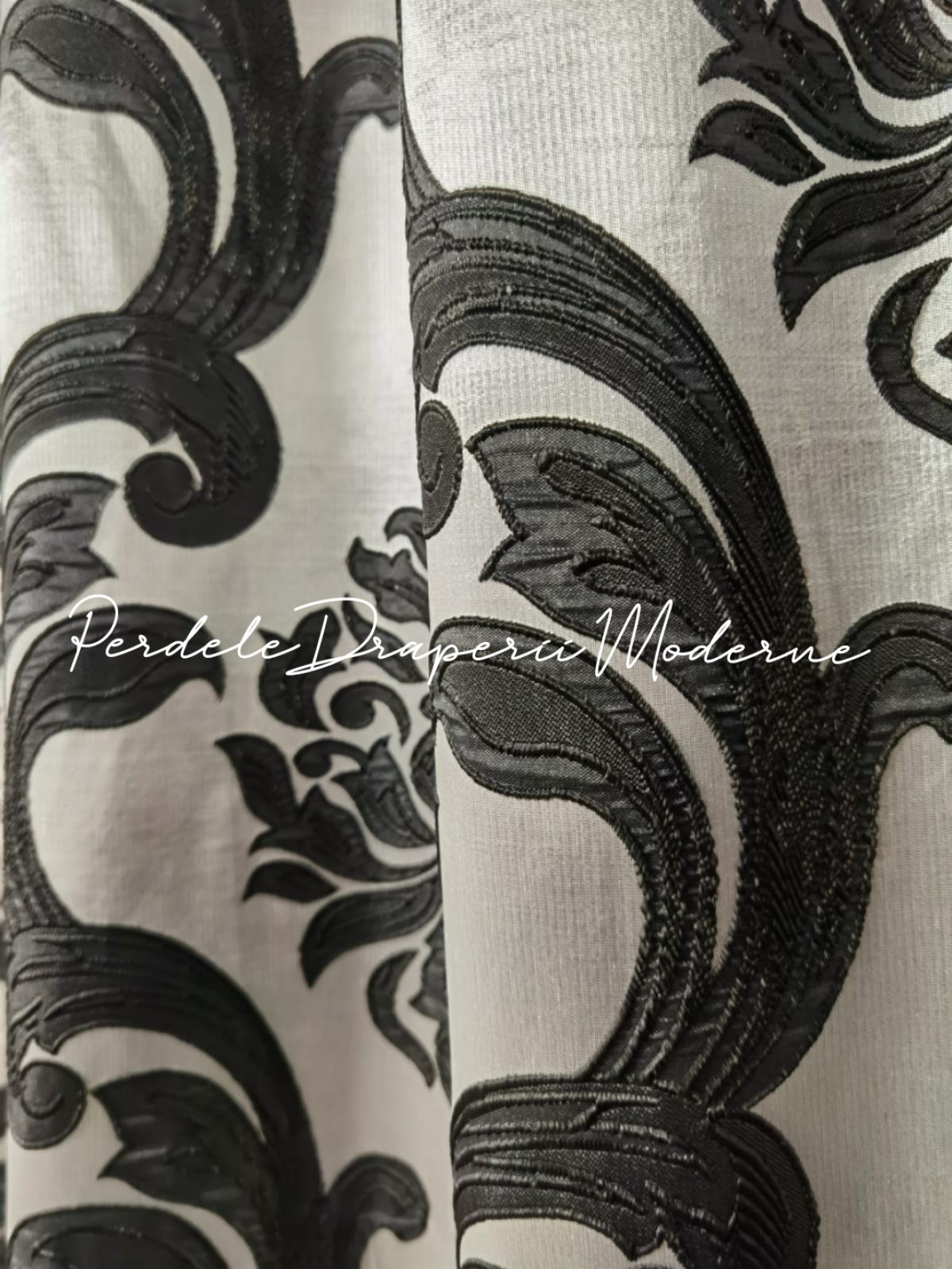 Draperie tafta,baroc,gri/negru imagine 4