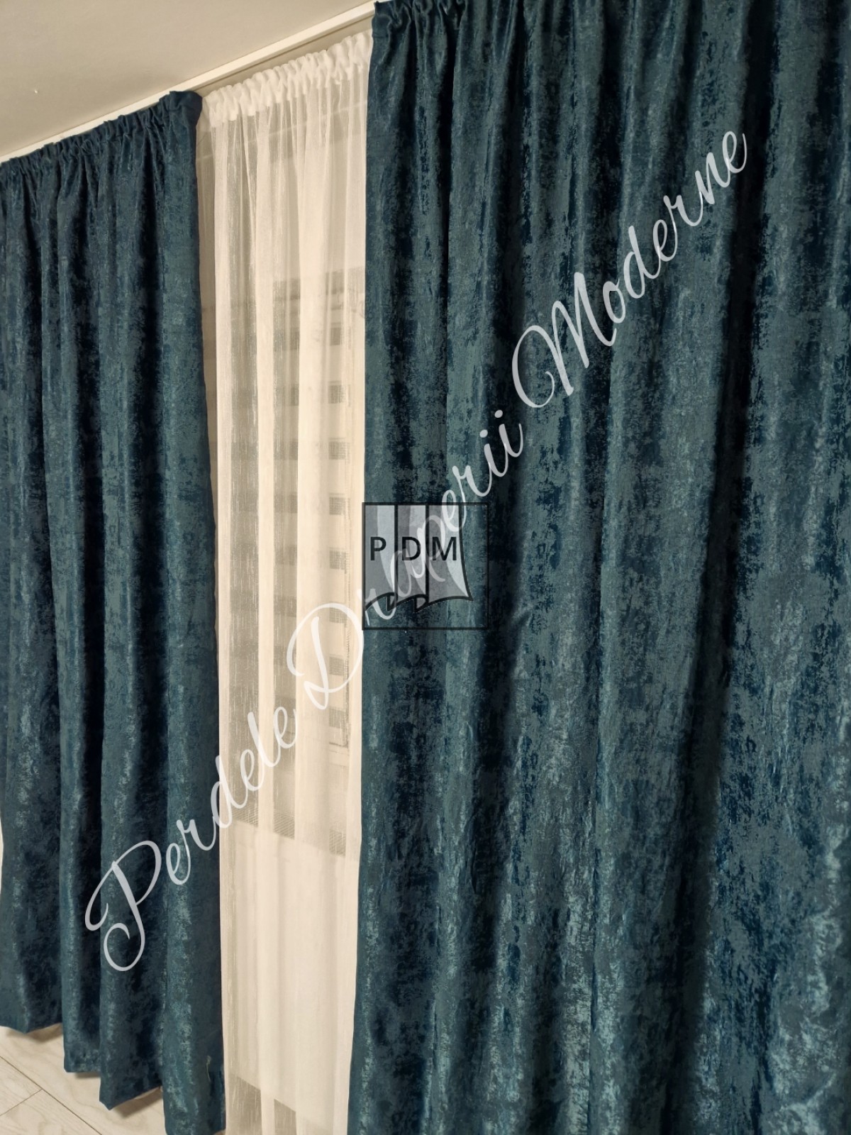Draperie tip nisip, verde închis imagine 2