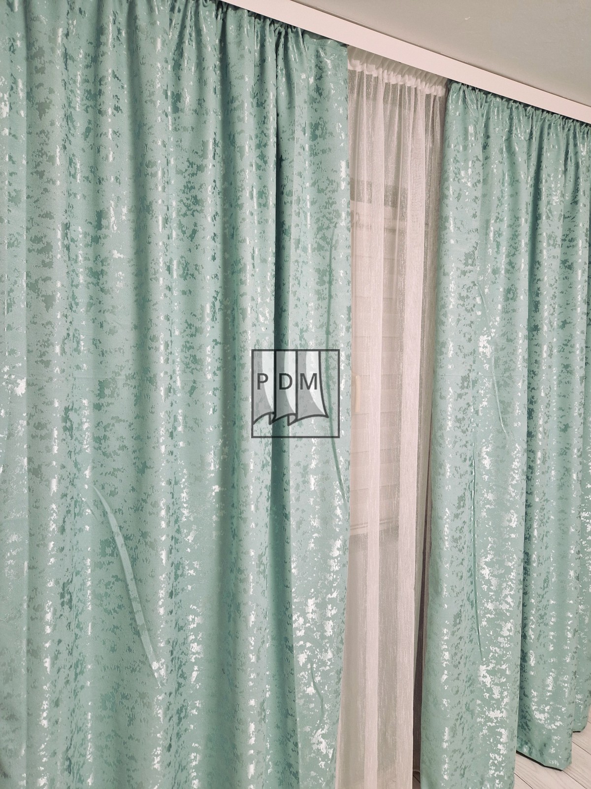 Draperie tip nisip, verde menta imagine 3     
