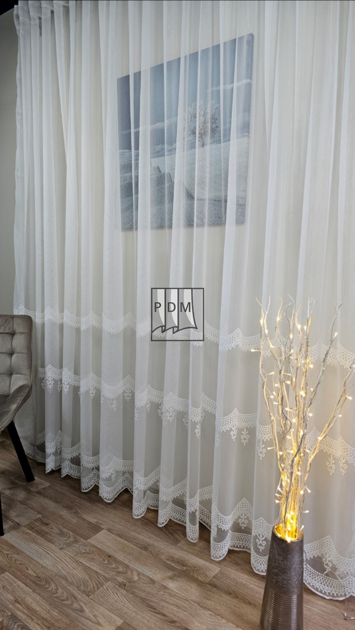 Perdea bambus brodat, ivory imagine 2
