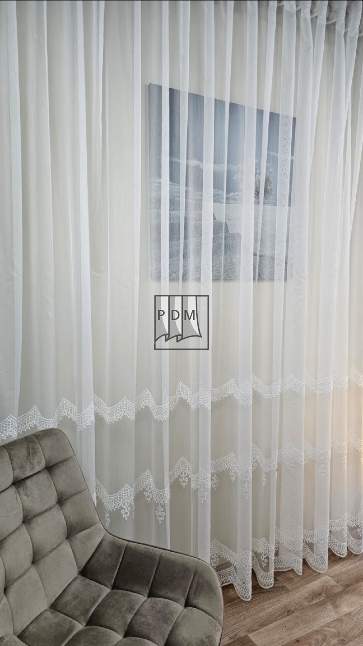 Perdea bambus brodat, ivory imagine 3     