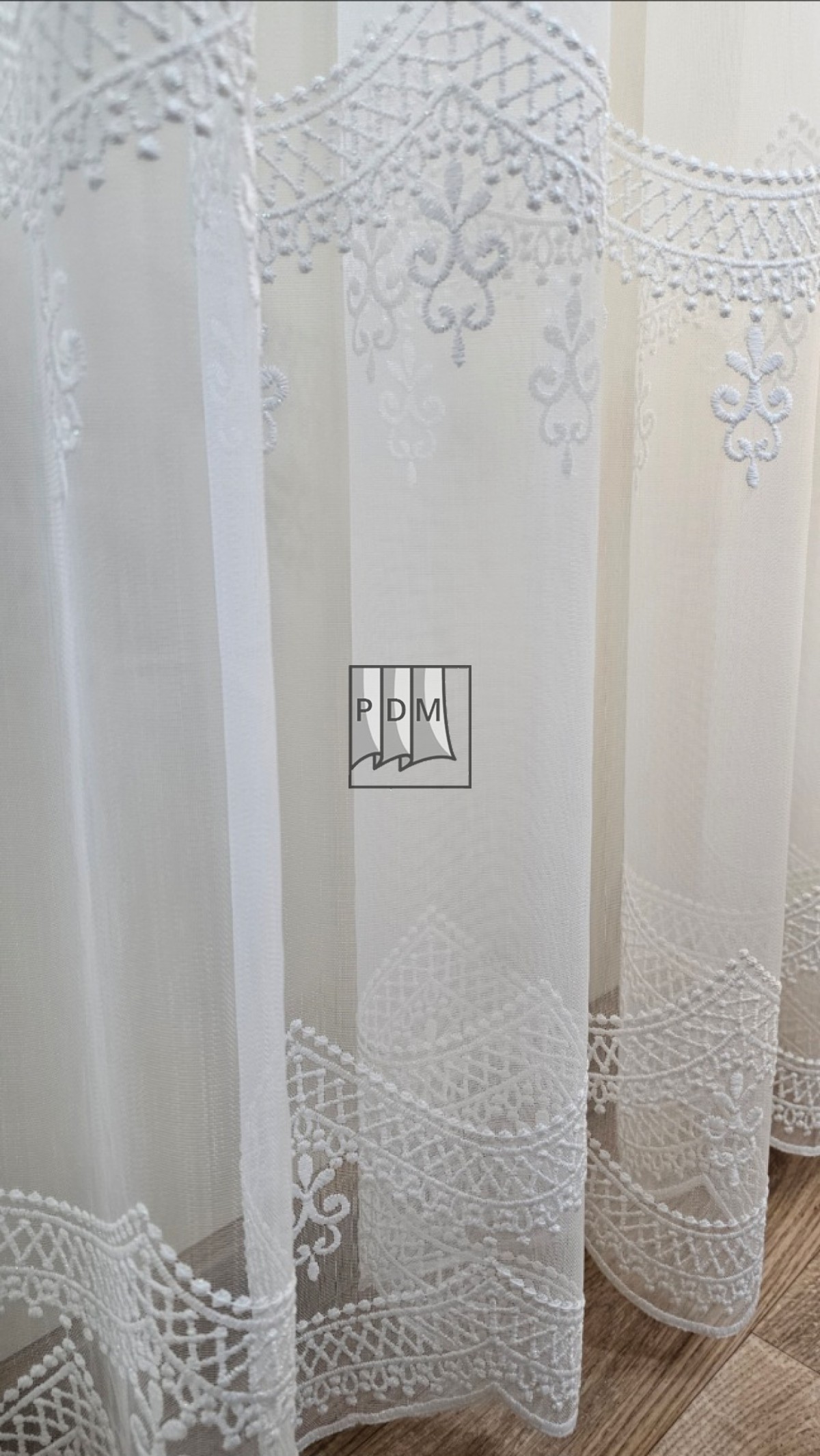 Perdea bambus brodat, ivory imagine 4