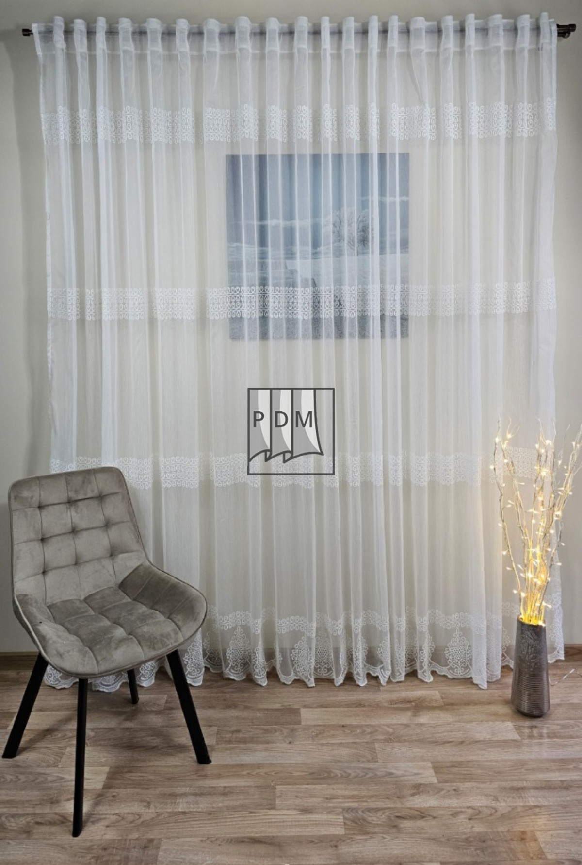 poze Perdea bambus brodat, ivory