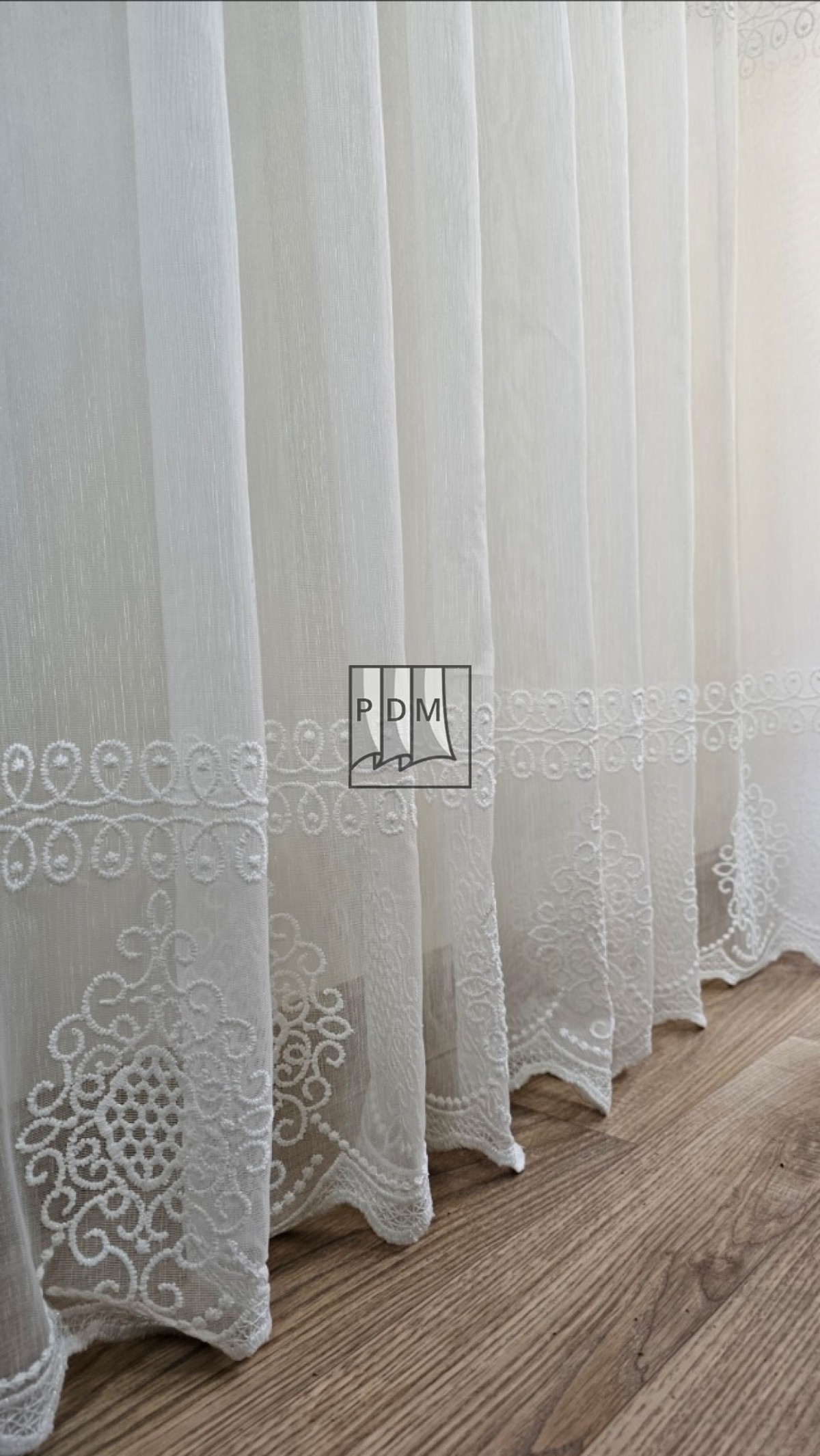 Perdea bambus brodat, ivory imagine 4