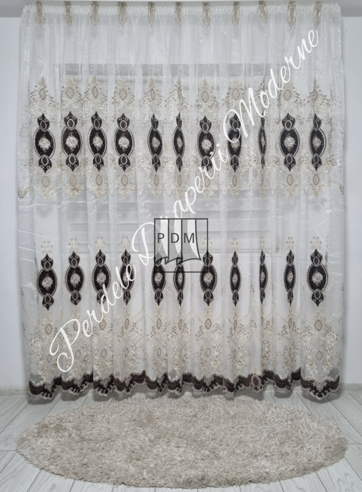 poze Perdea gama lux,tulle/catifea/perle,maro wenge
