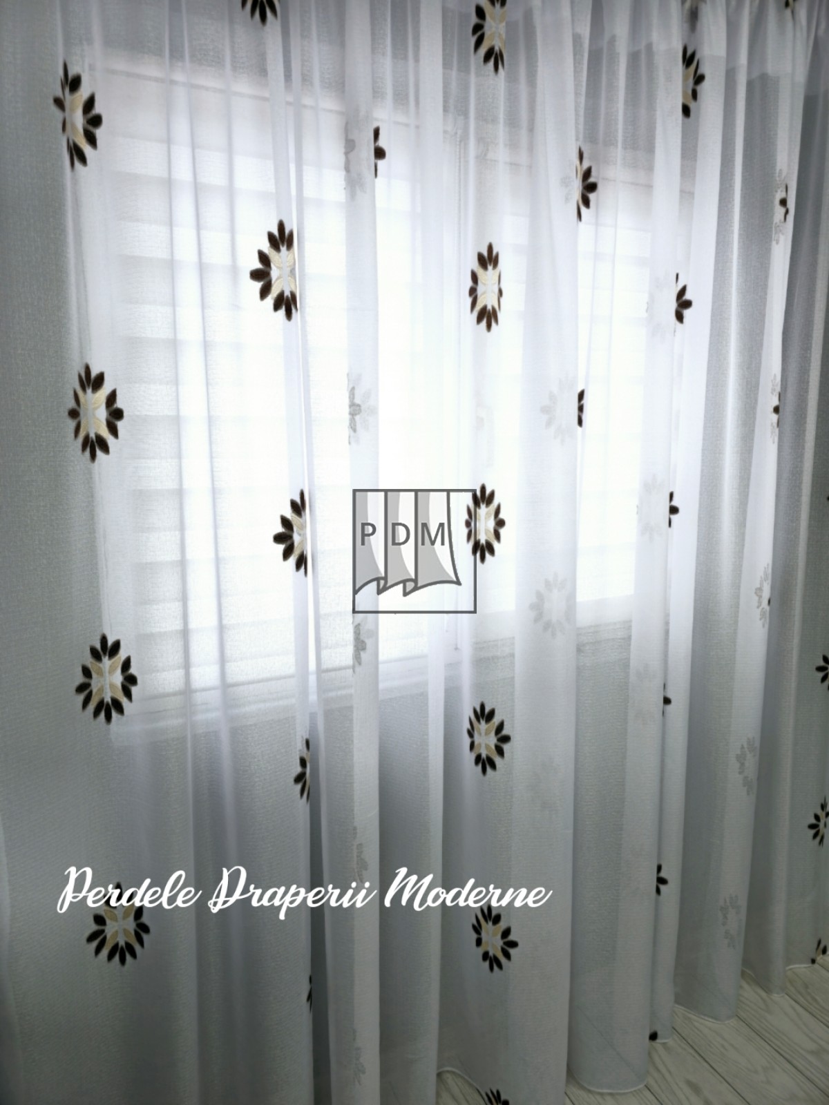 Perdea in cristal, alb/maro imagine 3     