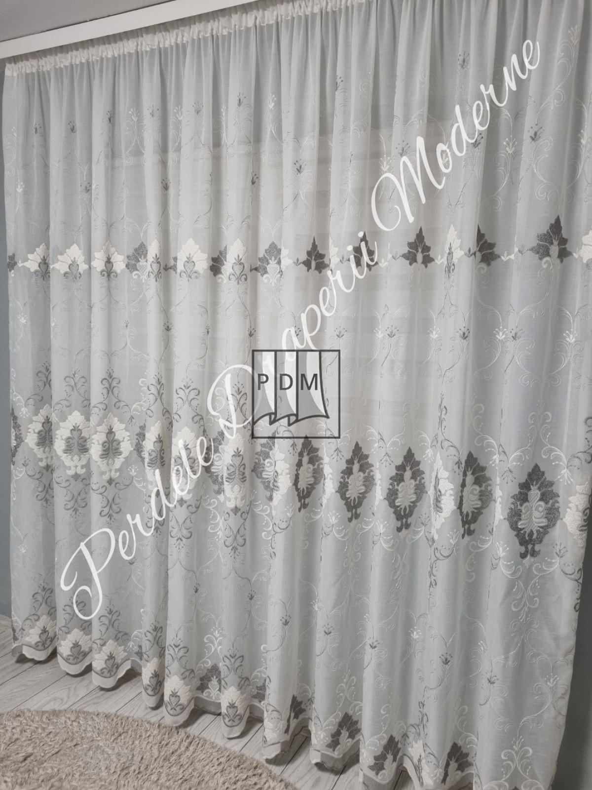 Perdea in cristal, ivoire/gri imagine 2