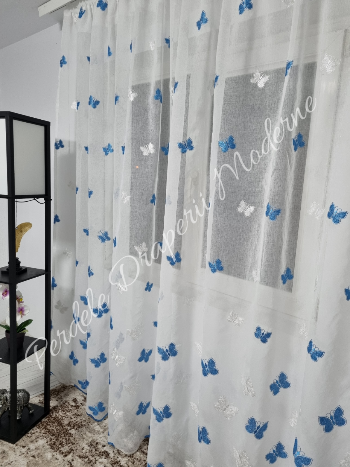 Perdea in,fluturași bleu imagine 2