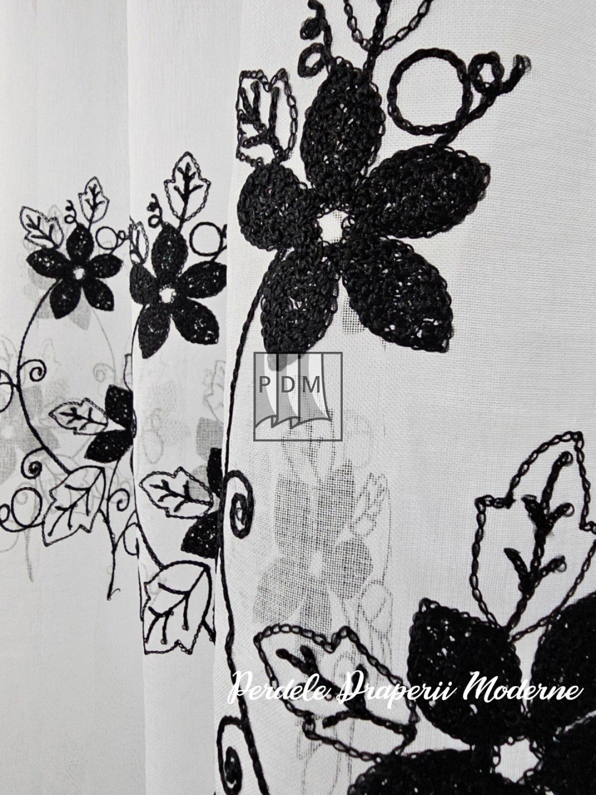 Perdea tip in,model floral,negru imagine 4