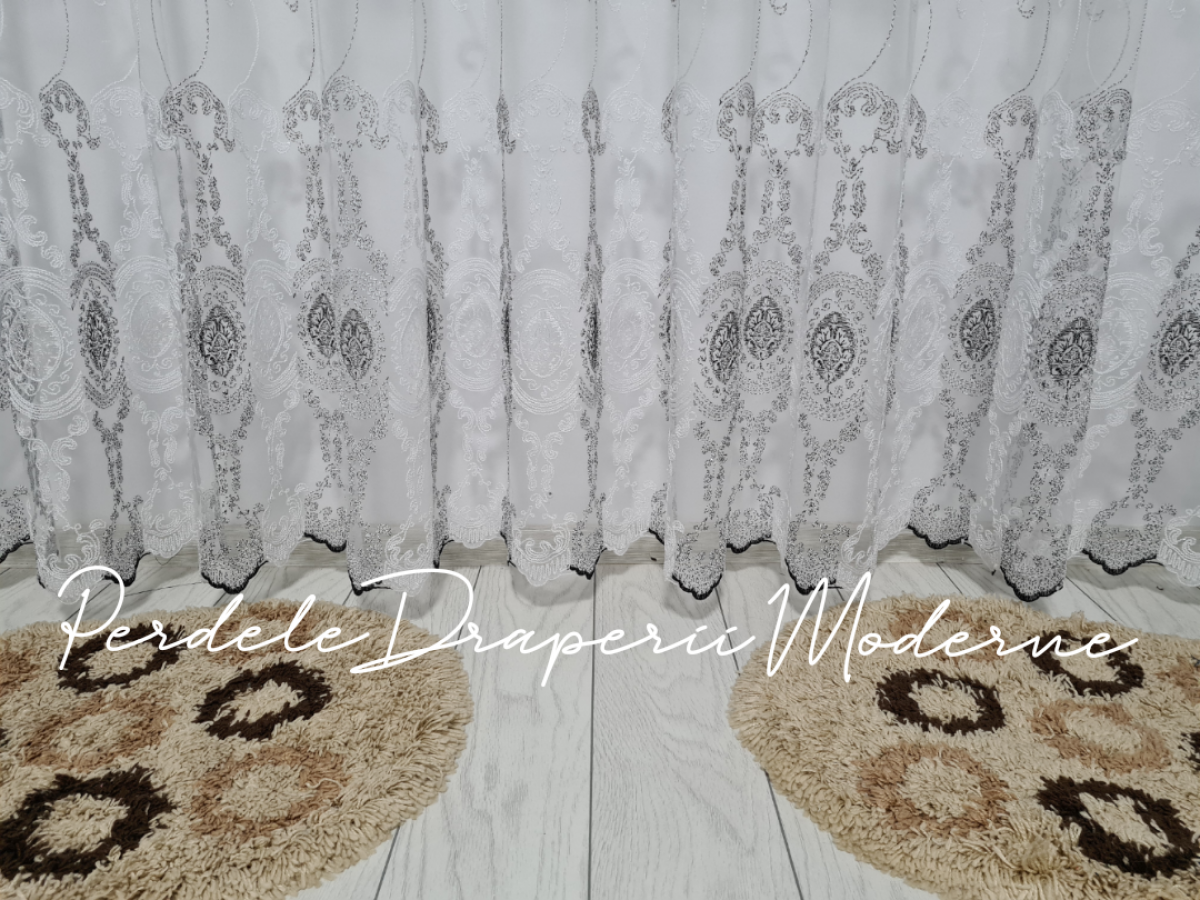 Perdea tulle, alb/negru imagine 4