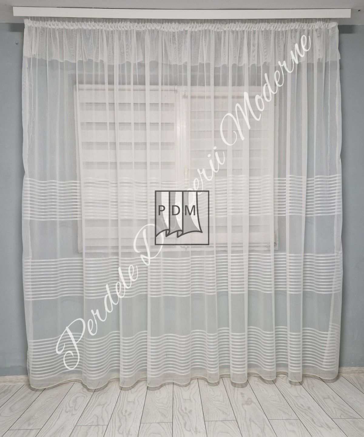poze Perdea tulle, dungi ivory