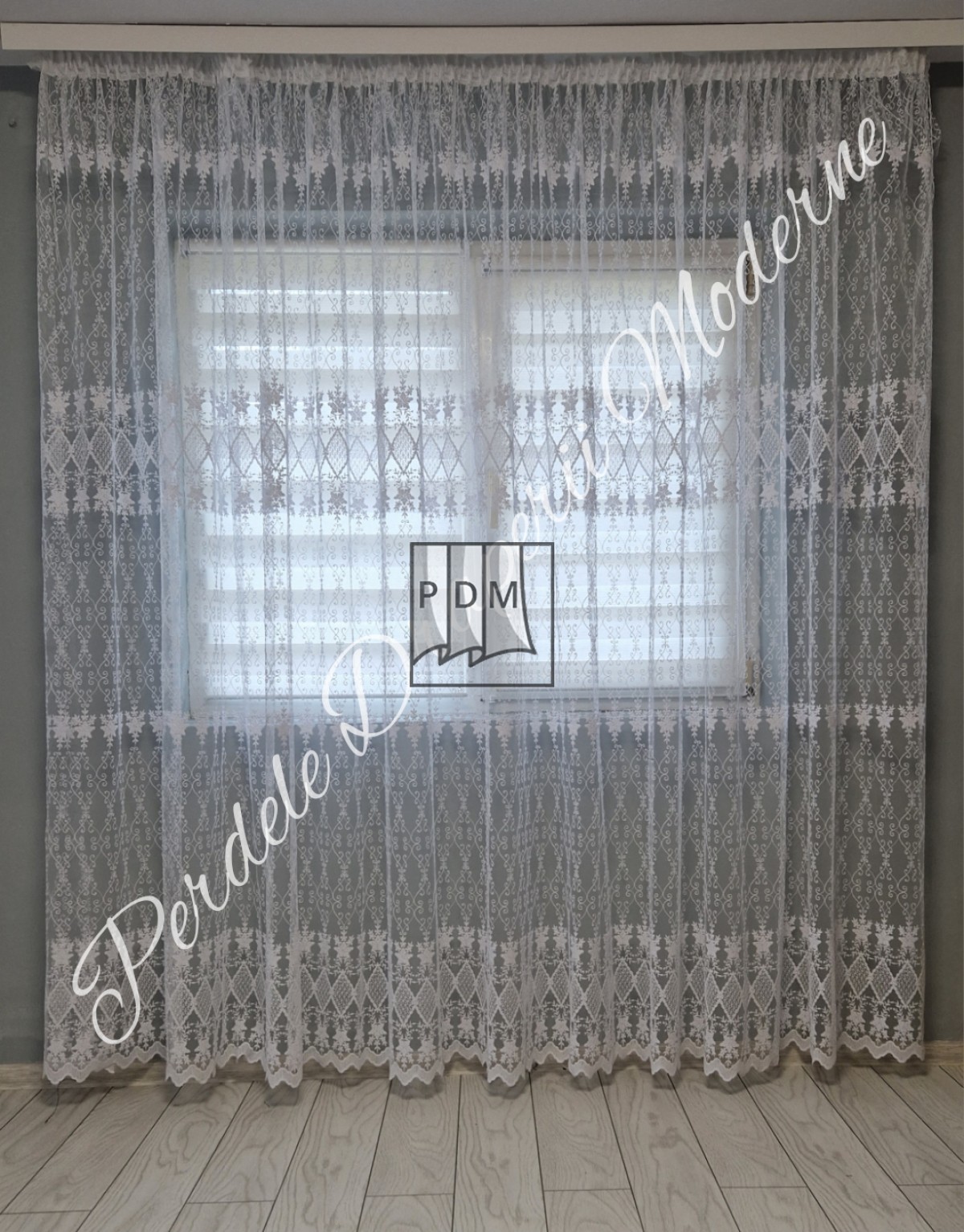 poze Perdea tulle brodat, alb