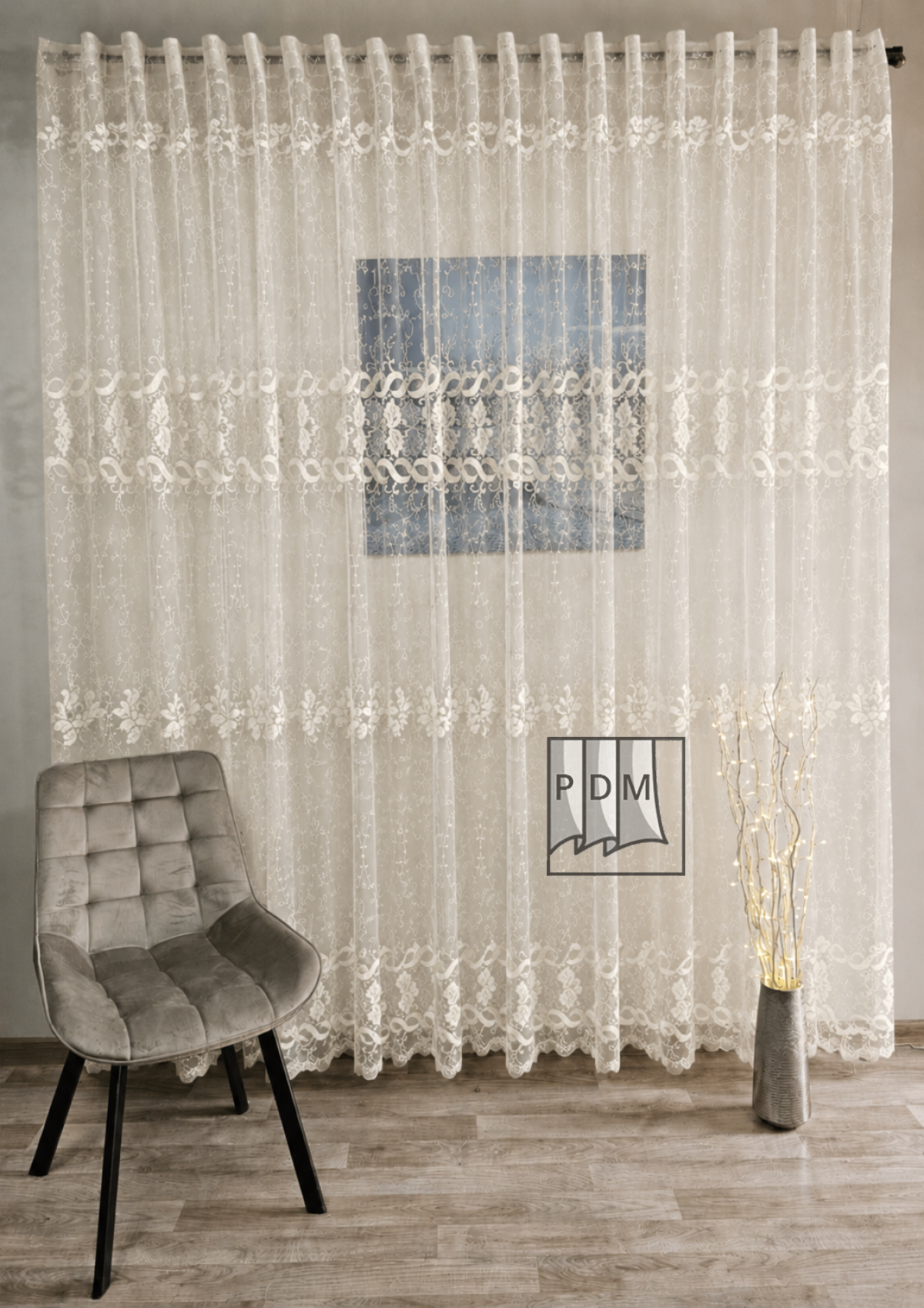 poze Perdea tulle brodat, ivory (culoarea untului)