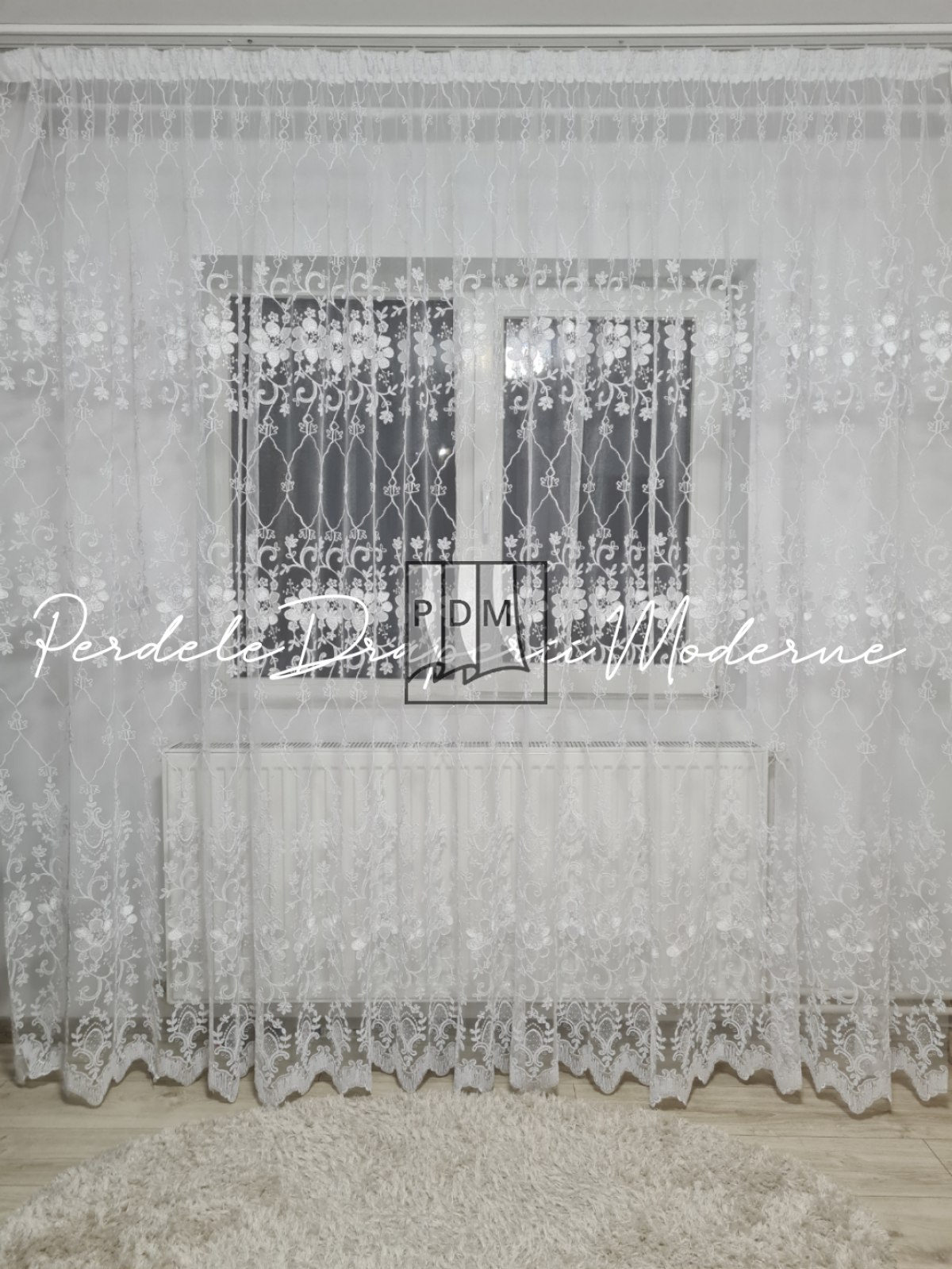 poze Perdea tulle brodat,alb
