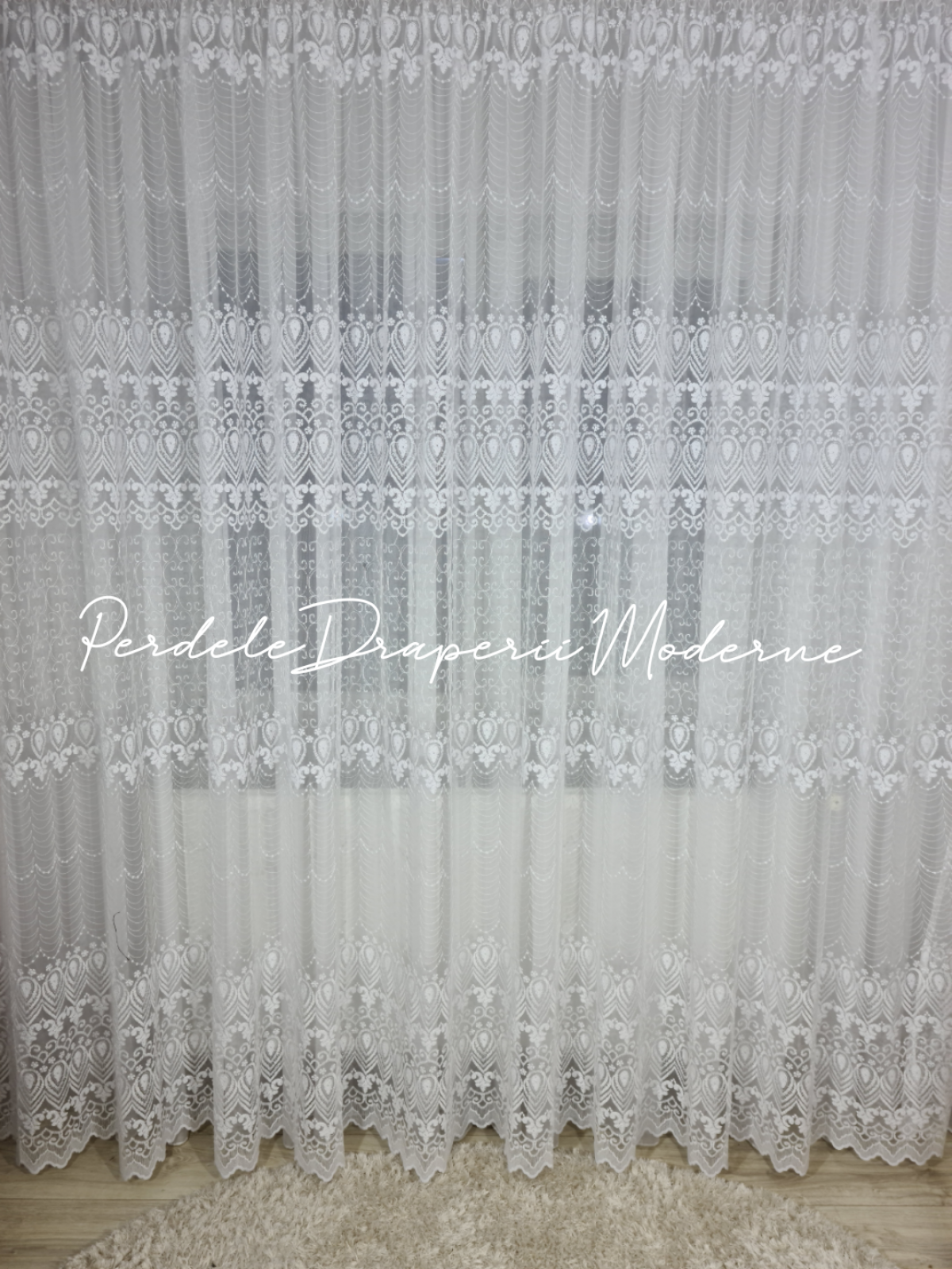 poze Perdea tulle brodat,alb