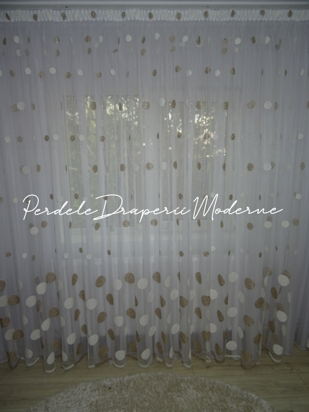 poze Perdea tulle brodat,crem/bej
