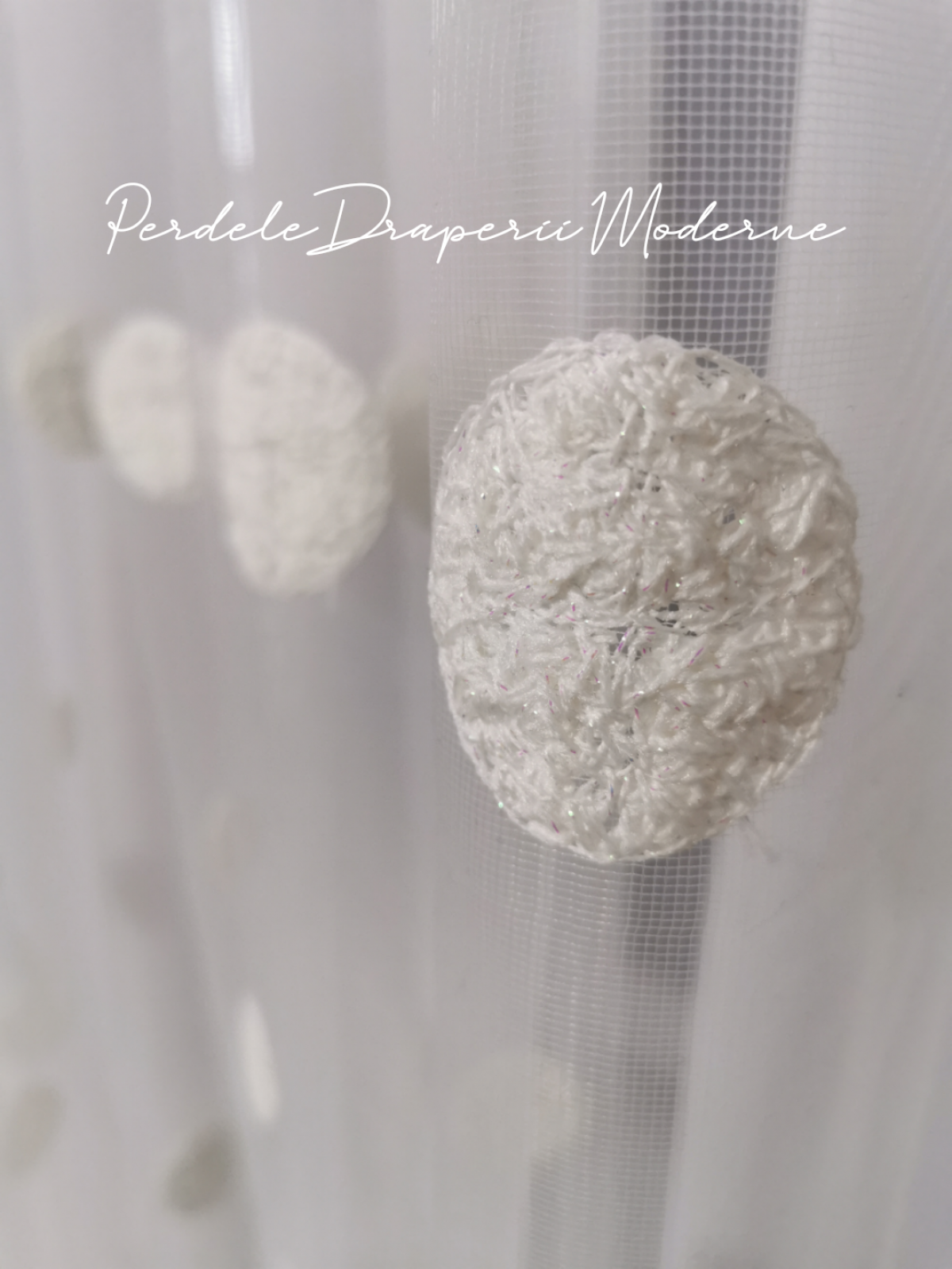 Perdea tulle brodat,ivoire,buline imagine 3     