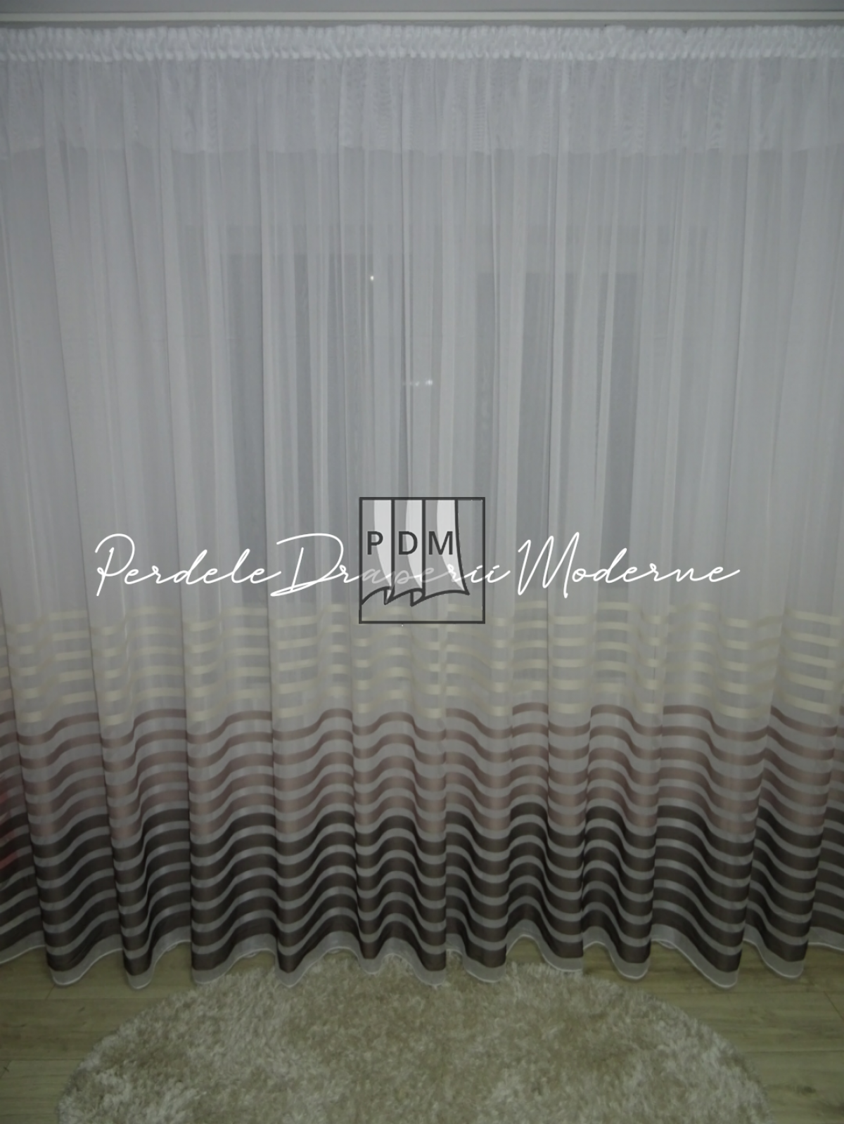 poze Perdea tulle,dungi maro, degrade