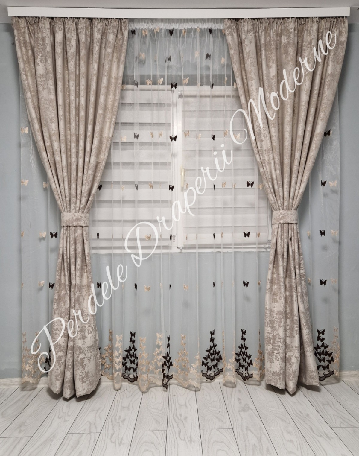 poze Set fluturi tulle, crem/maro